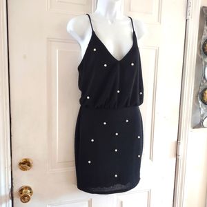 Day&Night Black with White Pearls in front Dress. Size L